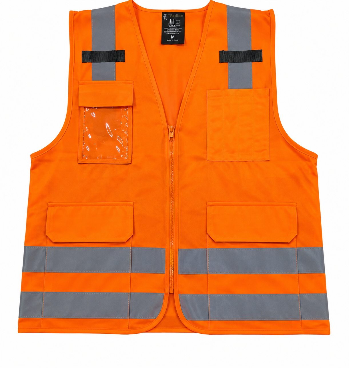 Orange High-Visibility Safety Vest with Reflective Stripes