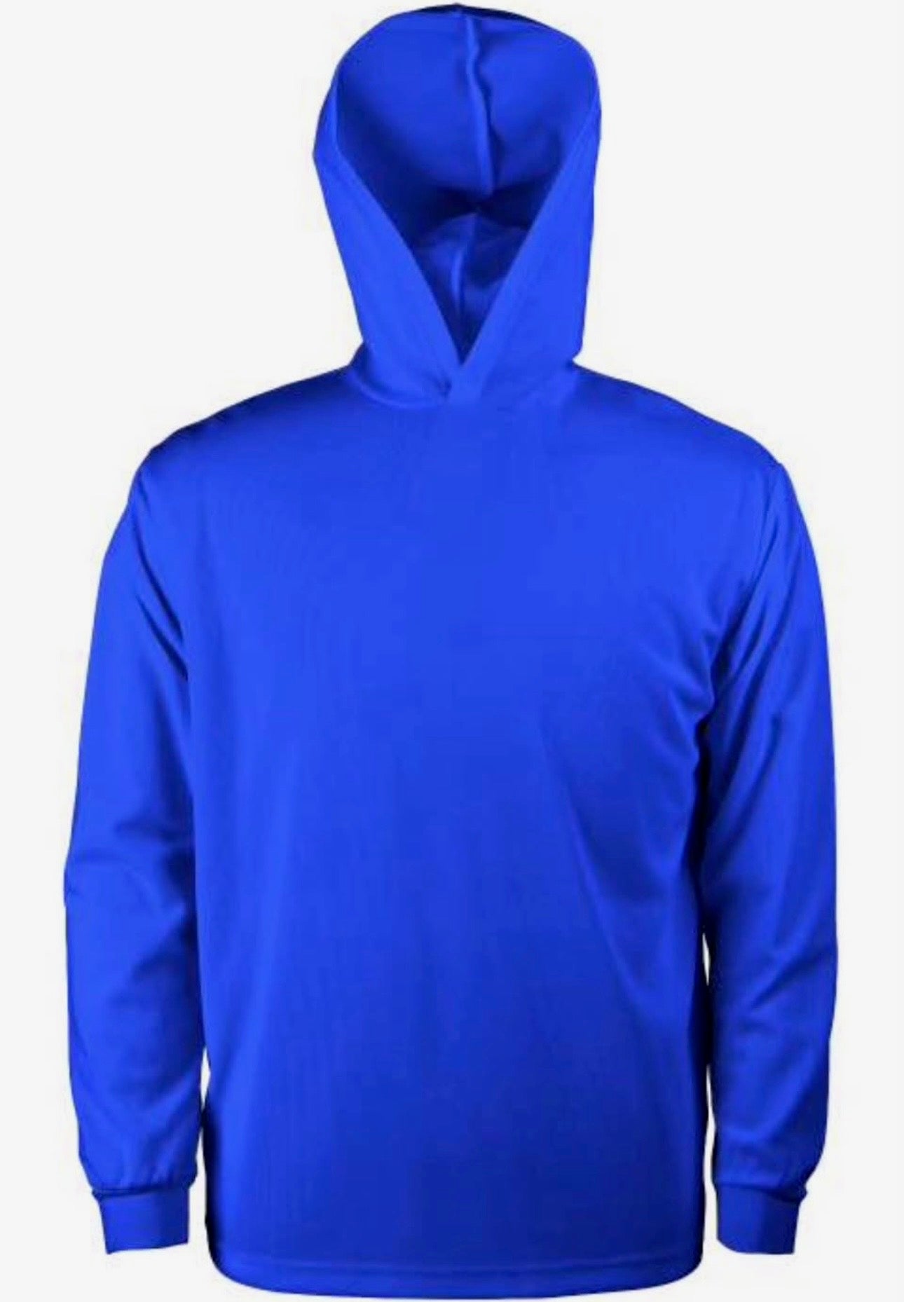 Blue Polyester Long-Sleeve Hooded Work Shirt