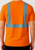 Orange High-Visibility Short-Sleeve Work Shirt with Reflective Stripes