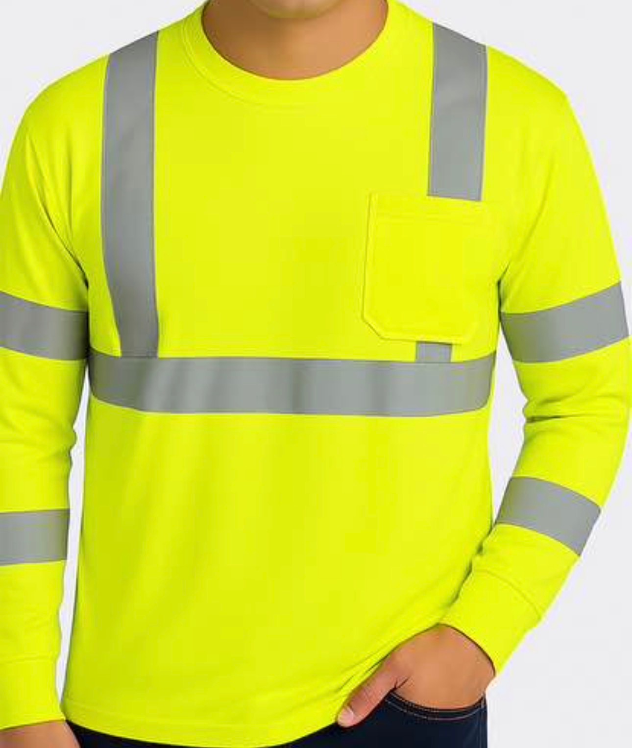 High-Visibility Long Sleeve Work Shirt with Reflective Stripes